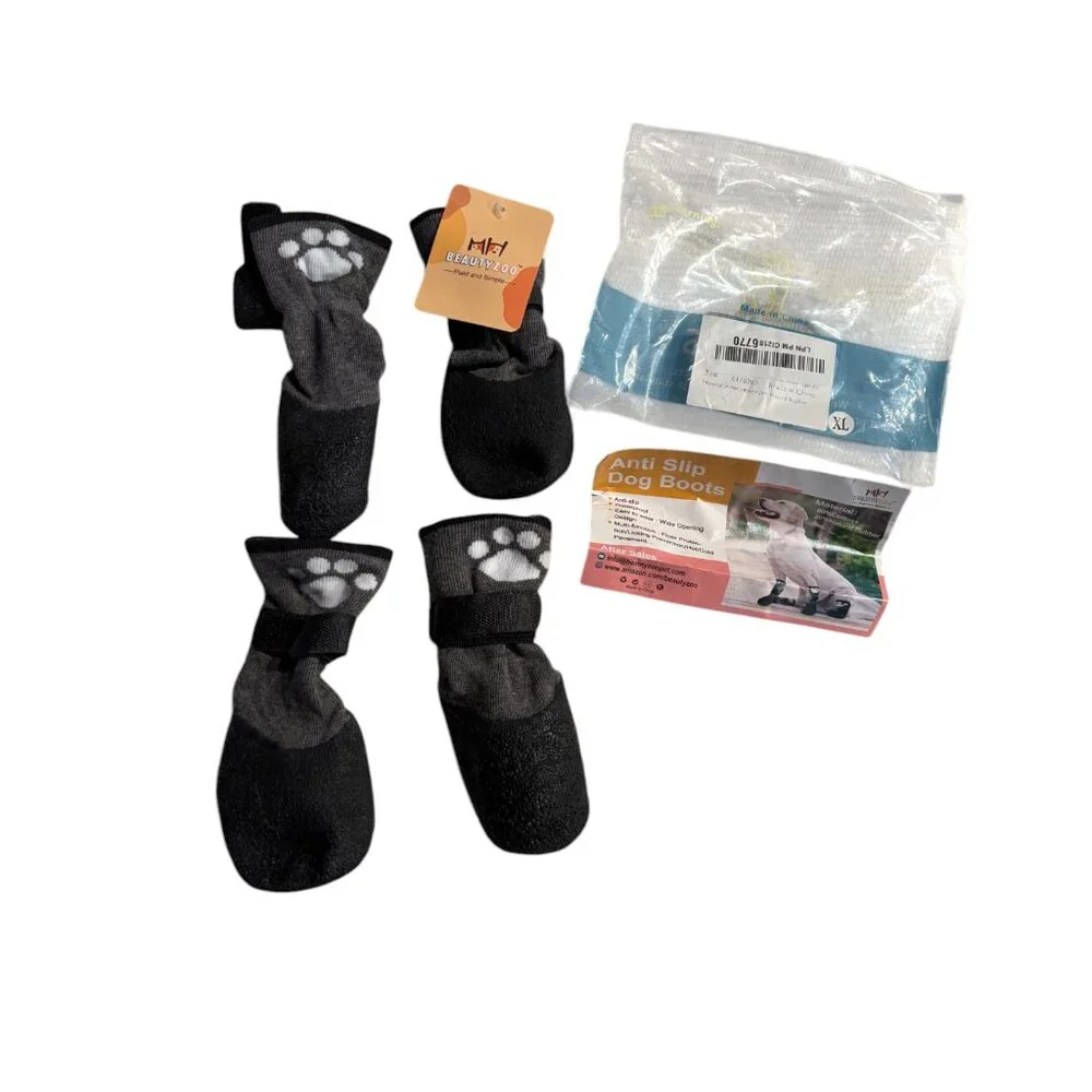 BEAUTYZOO Anti-Slip Dog Socks Shoes Hot/Cold/Wet Ground Paw Protectors 4pk sz XL